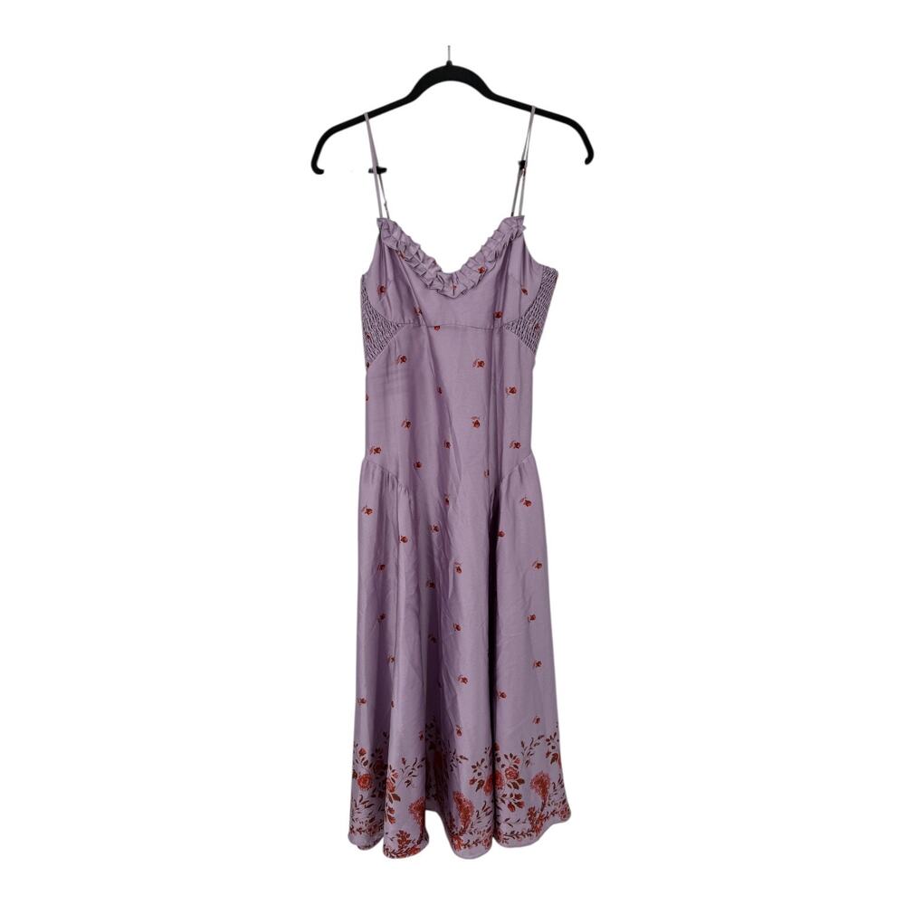 Free People On My Own Floral Satin nightgown purple size Medium M - Picture 2 of 9